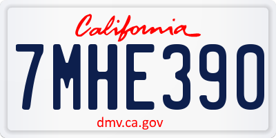 CA license plate 7MHE390