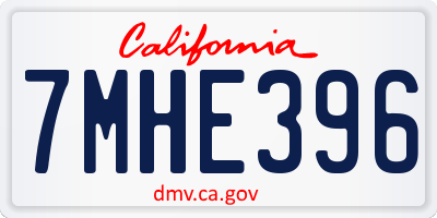 CA license plate 7MHE396
