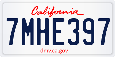 CA license plate 7MHE397