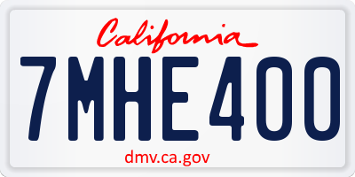 CA license plate 7MHE400