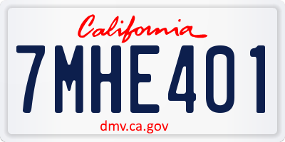 CA license plate 7MHE401