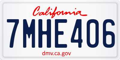 CA license plate 7MHE406