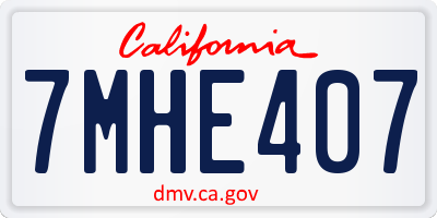 CA license plate 7MHE407