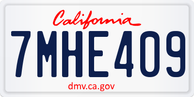 CA license plate 7MHE409