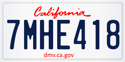 CA license plate 7MHE418