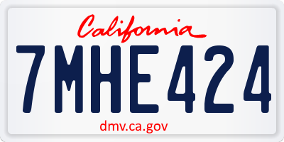 CA license plate 7MHE424