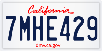 CA license plate 7MHE429