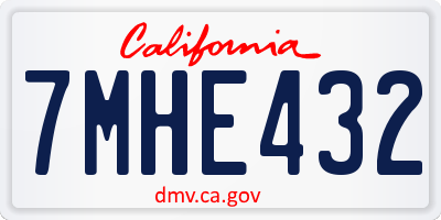 CA license plate 7MHE432