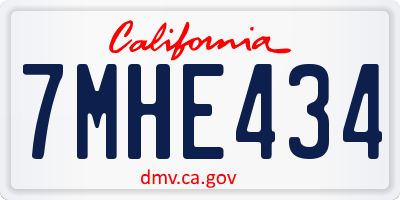 CA license plate 7MHE434