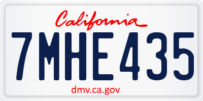 CA license plate 7MHE435