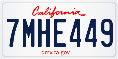 CA license plate 7MHE449
