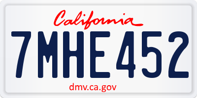 CA license plate 7MHE452