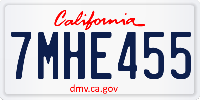 CA license plate 7MHE455