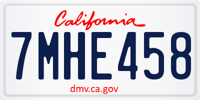 CA license plate 7MHE458