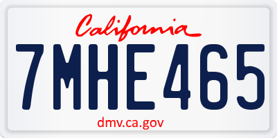 CA license plate 7MHE465