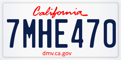 CA license plate 7MHE470