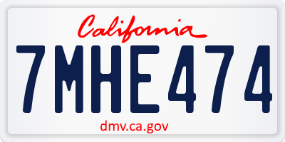 CA license plate 7MHE474