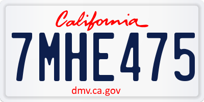 CA license plate 7MHE475