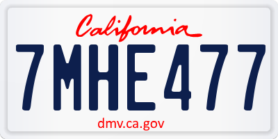 CA license plate 7MHE477