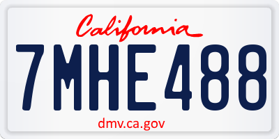 CA license plate 7MHE488