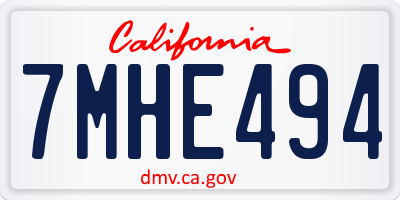 CA license plate 7MHE494
