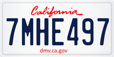 CA license plate 7MHE497