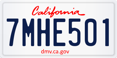 CA license plate 7MHE501