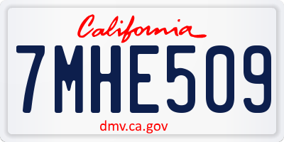 CA license plate 7MHE509