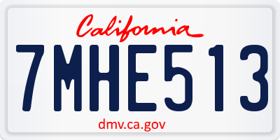 CA license plate 7MHE513