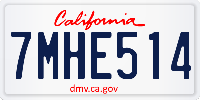 CA license plate 7MHE514