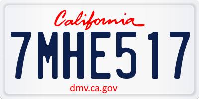 CA license plate 7MHE517