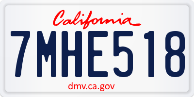 CA license plate 7MHE518