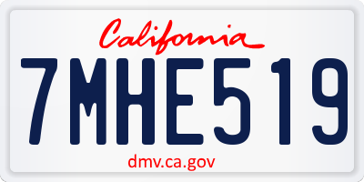 CA license plate 7MHE519