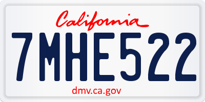 CA license plate 7MHE522