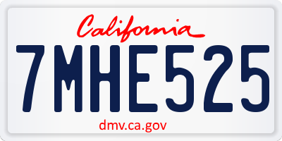 CA license plate 7MHE525