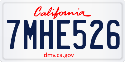 CA license plate 7MHE526