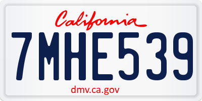 CA license plate 7MHE539