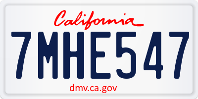 CA license plate 7MHE547