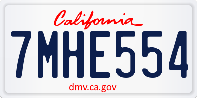 CA license plate 7MHE554