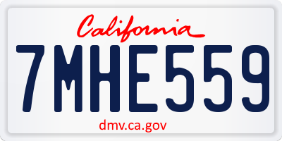 CA license plate 7MHE559