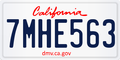 CA license plate 7MHE563