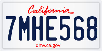 CA license plate 7MHE568