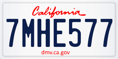 CA license plate 7MHE577
