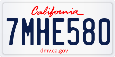 CA license plate 7MHE580