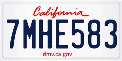 CA license plate 7MHE583