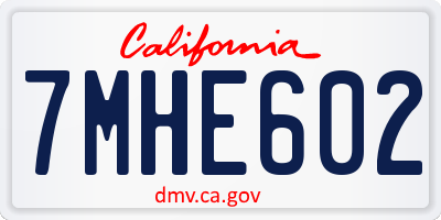 CA license plate 7MHE602