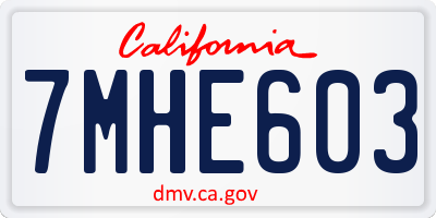CA license plate 7MHE603