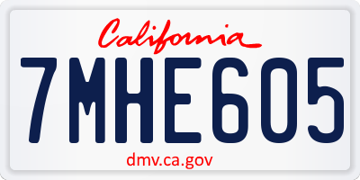 CA license plate 7MHE605