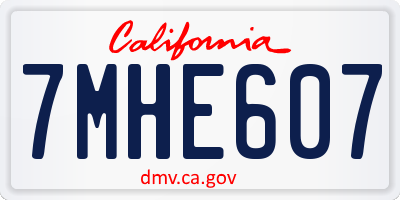 CA license plate 7MHE607
