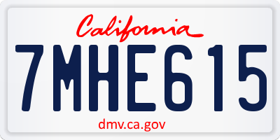 CA license plate 7MHE615